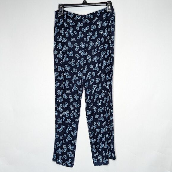 Reformation Pants Ankle Length in Navy Blue Floral Print Dimo Style - Picture 1 of 6